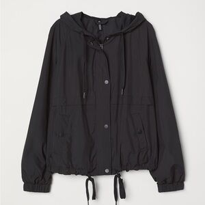 H&M Black Hooded Windbreaker